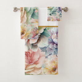 PASTEL BLOEMEN TUIN BADKAMER HANDDOEK SET