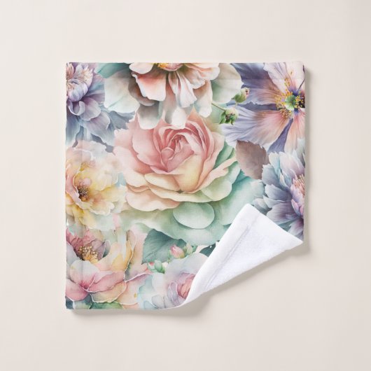 PASTEL BLOEMEN TUIN BADKAMER HANDDOEK SET (Wasdoekje)