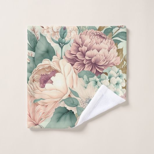 PASTEL BLOEMEN TUIN BADKAMER HANDDOEK SET (Wasdoekje)