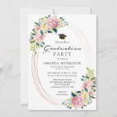 Pastel Bloemen Uitnodiging Afstudeerfeest (Voorkant)