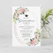 Pastel Bloemen Uitnodiging Afstudeerfeest (Staand voorkant)
