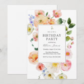  Pastel Bloemen Verjaardag Kaart (Voorkant / Achterkant)