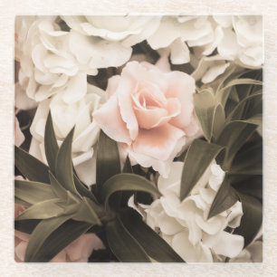 Pastel Bloemen Vintage: Tijdloze Elegantie Glazen Onderzetter