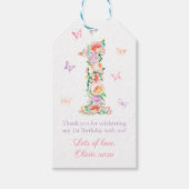 Pastel Bloemen Vlinder 1e Verjaardagsfeest Cadeaulabel (Voorkant)