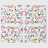 Pastel Bloemen Vlinders Cadeauverpakking Cadeaupapier (Vlak)