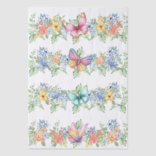 Pastel Bloemen & Vlinders Decoupage Papier (Voorkant)