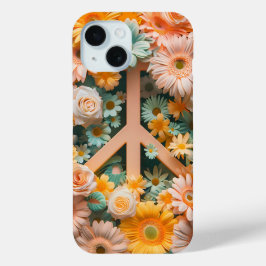 Pastel Bloemen Vrede Teken Telefoonhoes iPhone 15 Case