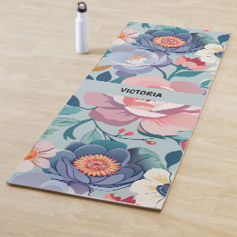 Pastel Bloemen Waterverf Aangepast patroon Yogamat