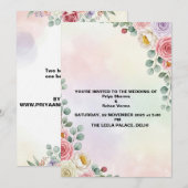 Pastel Bloemen Waterverf bruiloft Uitnodigen Kaart (Voorkant / Achterkant)