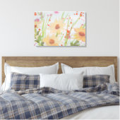 Pastel Bloemen Waterverf Canvas Afdruk (Insitu (Slaapkamer))
