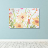 Pastel Bloemen Waterverf Canvas Afdruk (Insitu (Houten vloer))