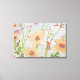 Pastel Bloemen Waterverf Canvas Afdruk