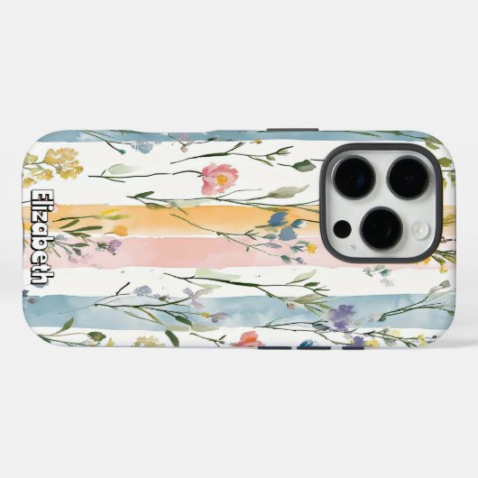 Pastel Bloemen Waterverf Case-Mate iPhone Case (Achterkant (horizontaal))