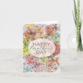 Pastel Bloemen Waterverf en Ink Art Moederdag Kaart (Voorkant)