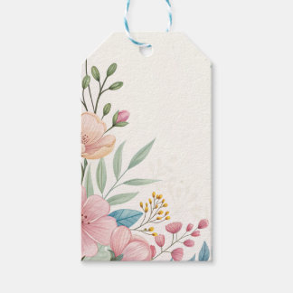 Pastel Bloemen Waterverf Gift Label met Elegant Le Cadeaulabel
