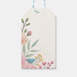 Pastel Bloemen Waterverf Gift Label met Elegant Le Cadeaulabel