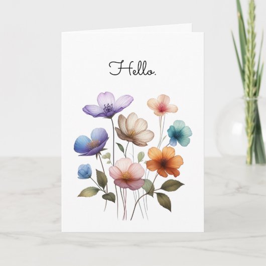 Pastel Bloemen Waterverf Illustratie Groet Kaart (Voorkant)