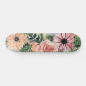Pastel Bloemen Waterverf Krans Roze Roos Persoonlijk Skateboard (Horizontaal)