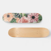 Pastel Bloemen Waterverf Krans Roze Roos Persoonlijk Skateboard (Horizontaal)