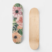 Pastel Bloemen Waterverf Krans Roze Roos Persoonlijk Skateboard (Voorkant)