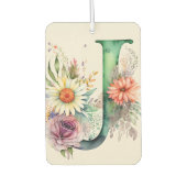 Pastel Bloemen Waterverf Monogram Bloemen Daisy Luchtverfrisser (Voorkant)
