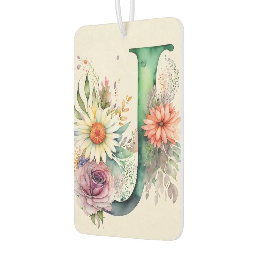 Pastel Bloemen Waterverf Monogram Bloemen Daisy Luchtverfrisser (Links)