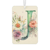 Pastel Bloemen Waterverf Monogram Bloemen Daisy Luchtverfrisser (Achterkant)