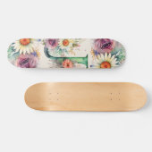 Pastel Bloemen Waterverf Monogram J Bloemen Daisy Persoonlijk Skateboard (Horizontaal)