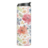 Pastel Bloemen Waterverf Thermische Tumbler - Stij Thermosbeker (Gedraaid links)