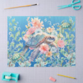 Pastel Bloemen Waterverf Zee Schildpadden Decoupag Tissuepapier (Craft)
