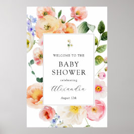  Pastel Bloemen Welkom Baby shower Poster
