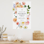  Pastel Bloemen Welkom Verjaardag Poster (Keuken)