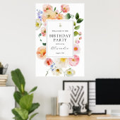  Pastel Bloemen Welkom Verjaardag Poster (Thuiskantoor)