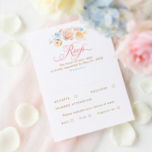 Pastel Bloemen Whimsical Elegante Trouw RSVP Kaart
