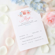 Pastel Bloemen Whimsical Elegante Trouw RSVP Kaart