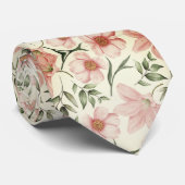 Pastel Bloemen Zachte Kleuren Stropdas (Opgerold)