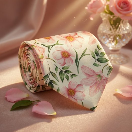 Pastel Bloemen Zachte Kleuren Stropdas