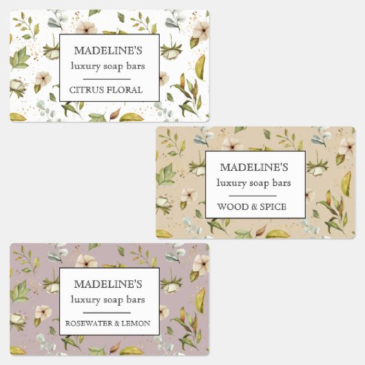 Pastel Bloemen Zeep Bars Elegante Lijm Labels (Groep)