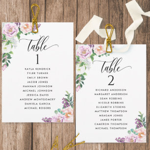 Pastel Bloemen, zitplaats kaartjes met gastnamen