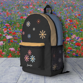 Pastel Bloemen Zwart Rugzak