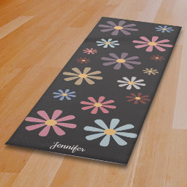 Pastel Bloemen Zwart Yogamat