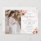 Pastel bloemenbaby meisje douche foto uitnodiging (Voorkant)