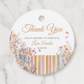Pastel Bloemenboek Thema Baby shower Bedankjes Labels (Voorkant)