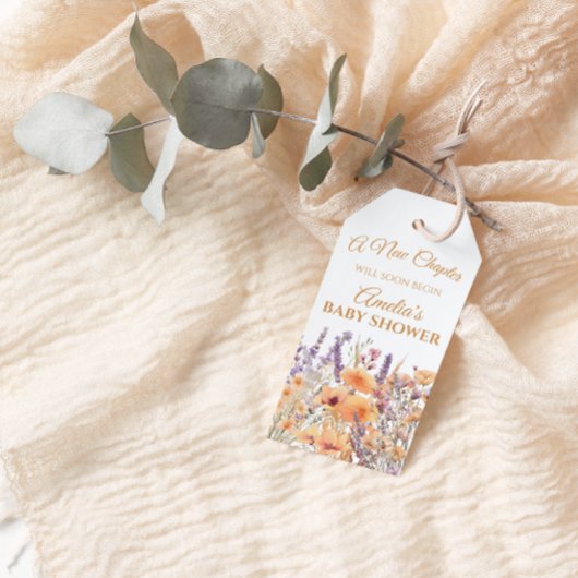 Pastel Bloemenboek Thema Baby shower Gift Label Cadeaulabel