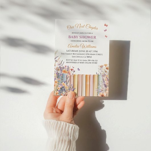 Pastel Bloemenboek Thema Baby shower Kaart