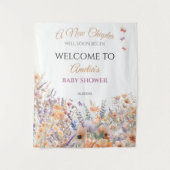 Pastel Bloemenboek Thema Baby shower Welkom Wandkleed (Voorkant)