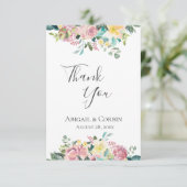 Pastel bloemenboeket bedankkaart (Staand voorkant)