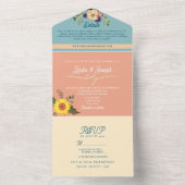 Pastel  bloemenbruiloft all in one uitnodiging (Binnen)