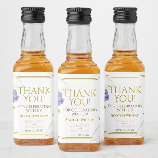 Pastel bloemenbruiloft dank u mini likeurfles etiket (Flessen)