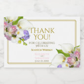 Pastel bloemenbruiloft dank u mini likeurfles etiket (Enkel label)